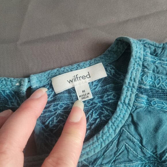 Wilfred Aritzia Tank Top Womens M Teal Blue Ecletar Hi Low Peasant Shirt Tribal - Picture 3 of 9